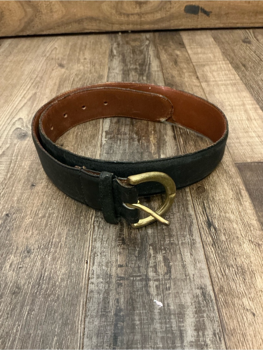 VINTAGE Coach Black/brown Leather Belt #8500 Ladies Small Brass Buckle USA